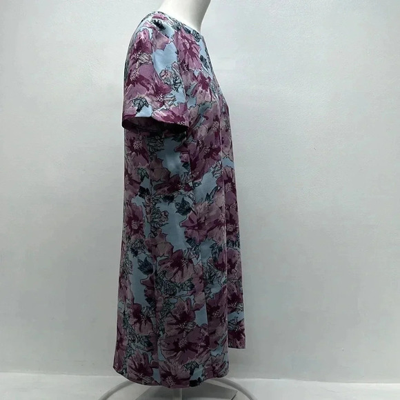 Babaton Patricio Dress Shift Mini Crepe Short Sleeve Floral Blue Purple Size 10 - Picture 3 of 10